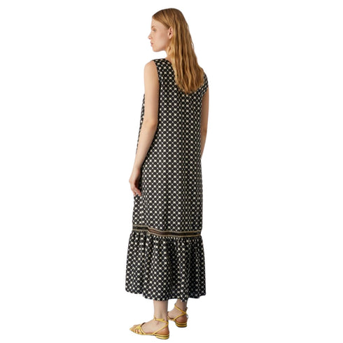 Abito Donna GIANNI Midi a pois con scollo a V Nero EMME MARELLA- Francavilla Moda